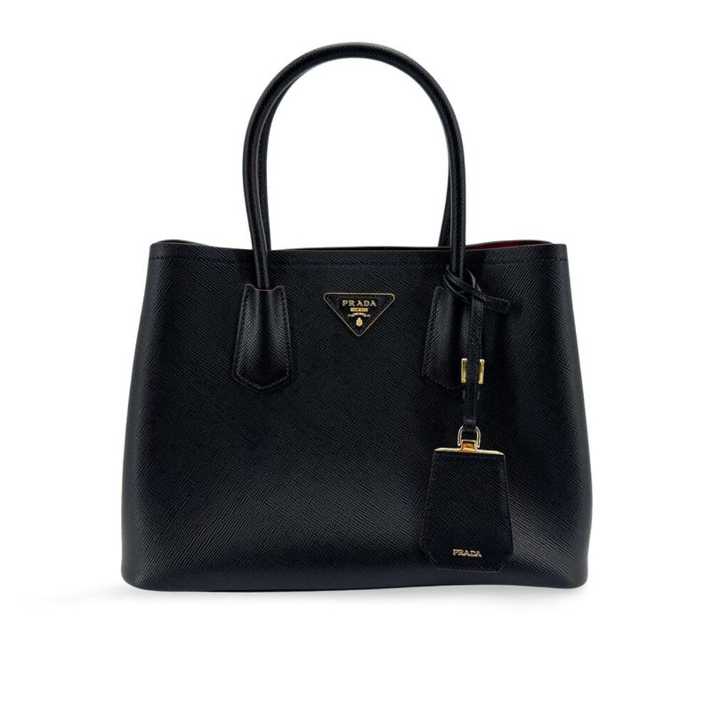 Prada Cuir Double Saffiano Leather Black Leather Tote Bag Bag